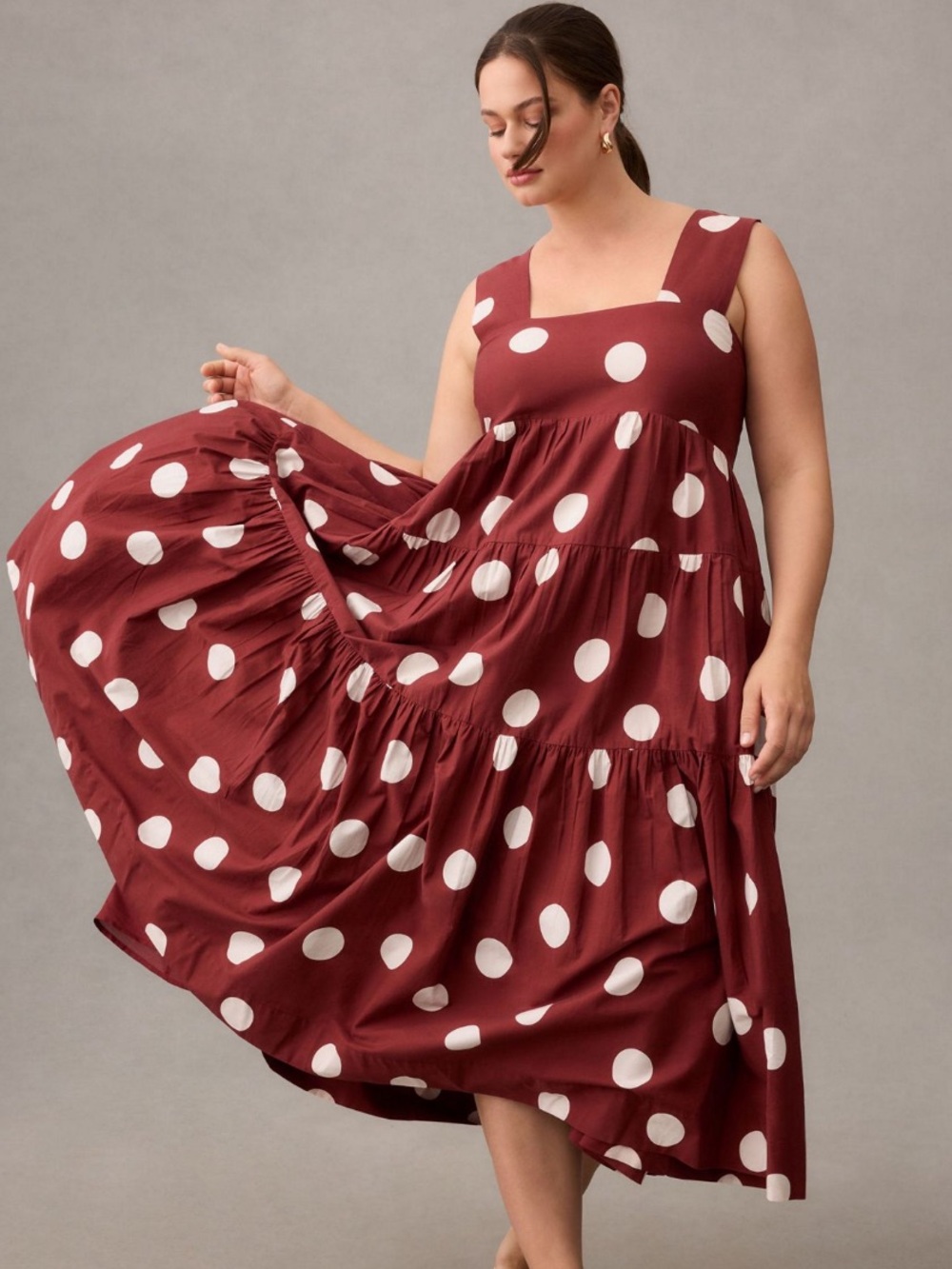MAEVE Polka Dot Midi Dress
